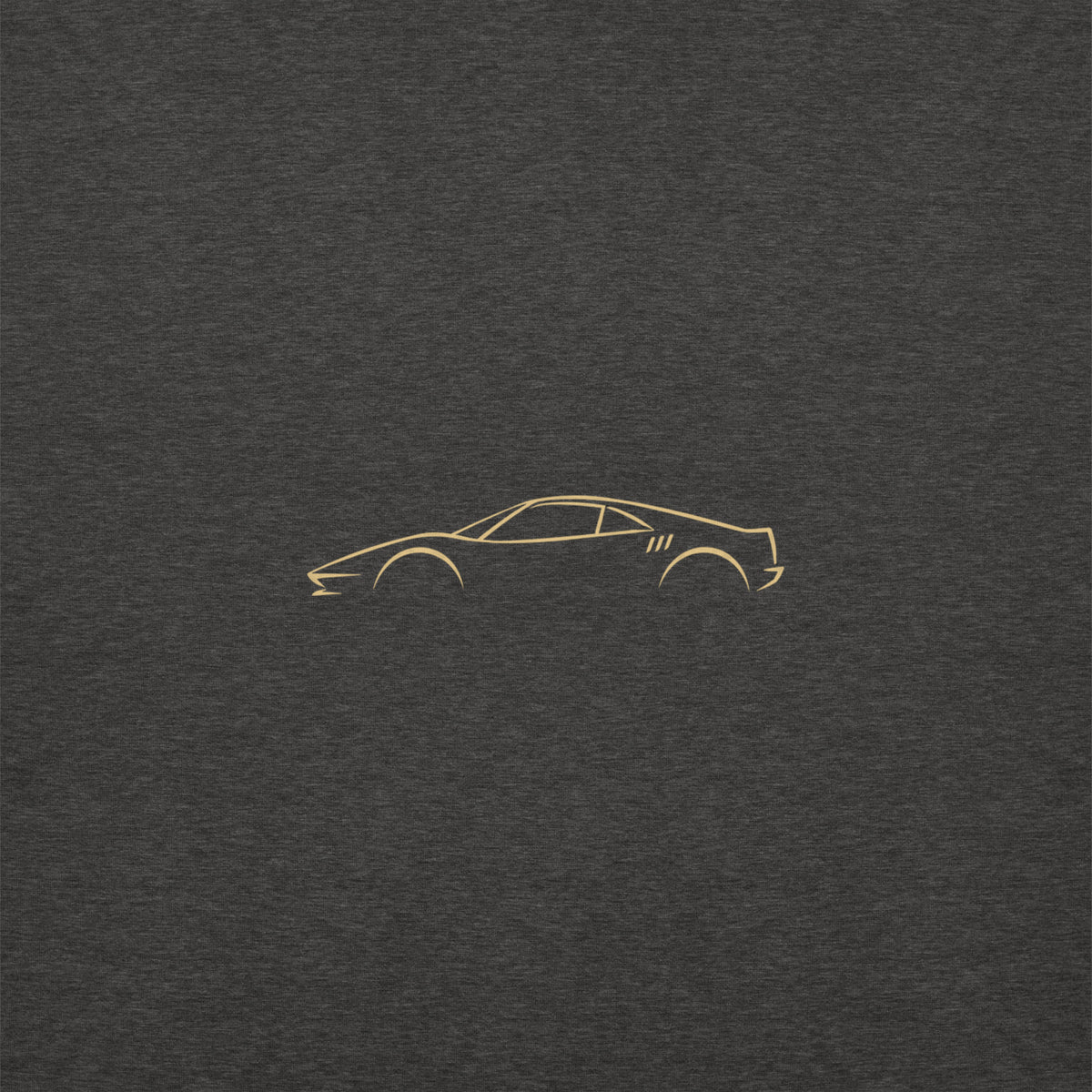 Ferrari 288 GTO Premium Sweatshirt — Core Colors in Charcoal Heather — close-up of the car drawing on fabric
