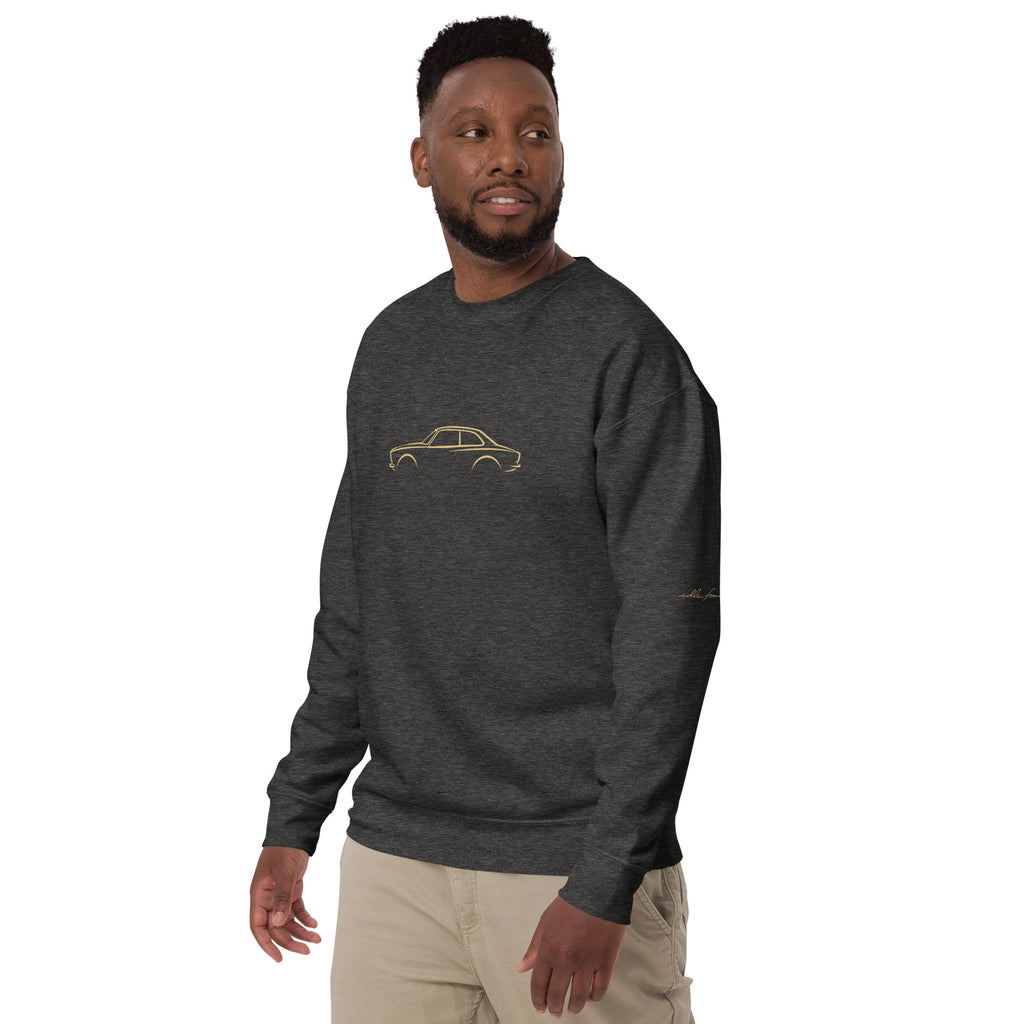 Alfa Romeo Giulia Sprint GTA Premium Sweatshirt — Core Colors in Charcoal Heather — model wearing the sweatshirt