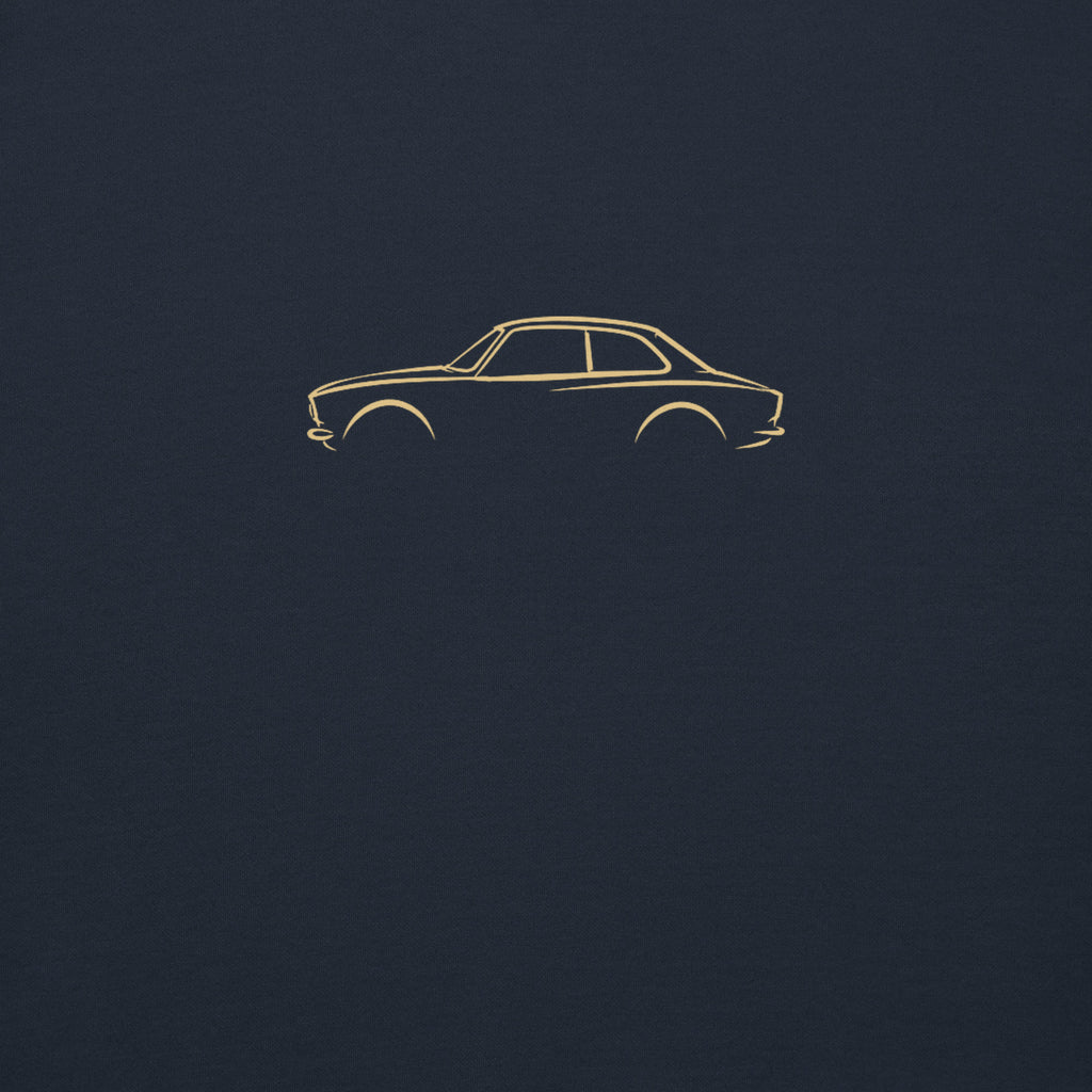 Alfa Romeo Giulia Sprint GTA Premium Sweatshirt — Core Colors in Navy Blazer — close-up of the car drawing on fabric